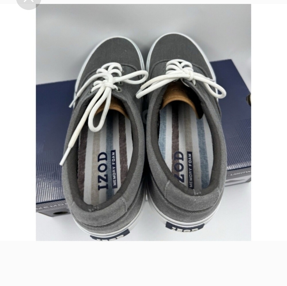 Izod Rangley Mens Canvas Lace Up Tennis Shoes Sneakers Grey New - Picture 4 of 6